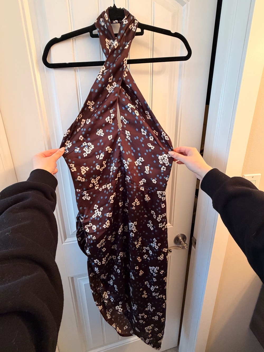 Heartloom Brown Floral Halter Midi Dress